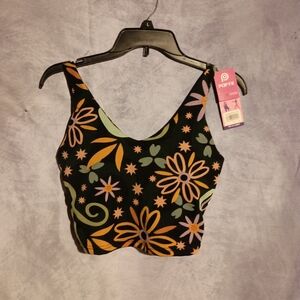NWT POP Fit Floral Mesh Crop Top Tank Bra